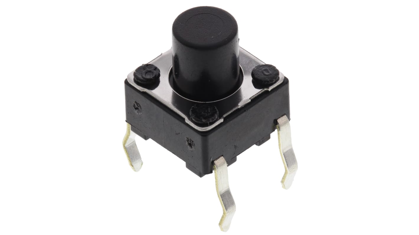 Black Stem Tactile Switch, SPST 50 mA @ 12 V dc 7mm Surface Mount