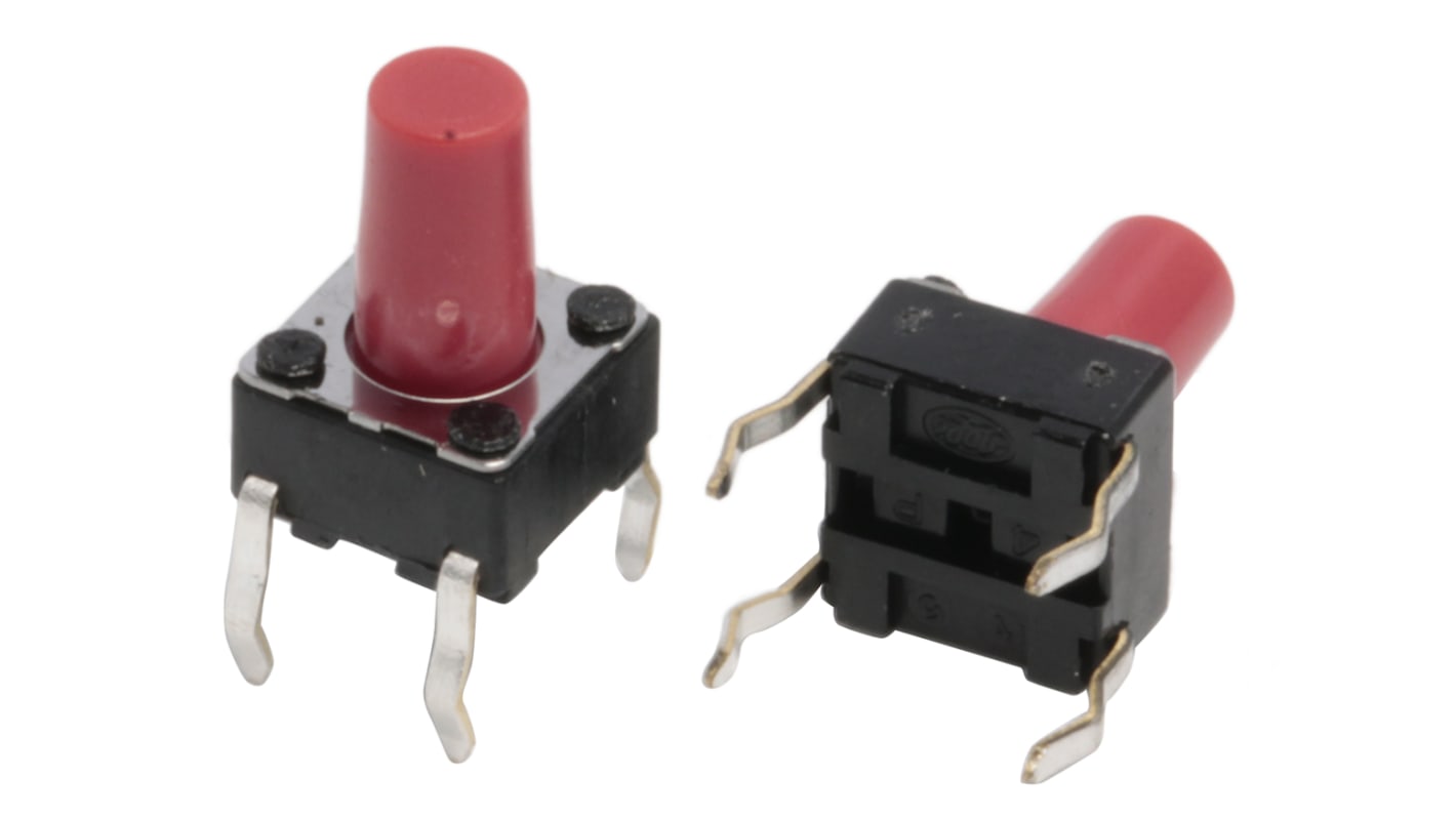 Red Stem Tactile Switch, SPST 50 mA @ 12 V dc 9.5mm Surface Mount