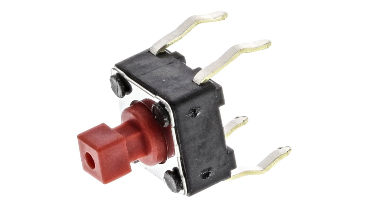 Red Stem Tactile Switch, SPST 50 mA @ 12 V dc 7.3mm