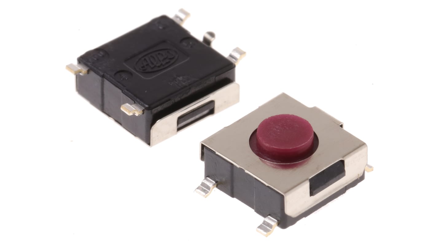 Dotykový spínač, barva ovladače: Červená, typ ovladače: Kmen SPST 50 mA při 12 V DC 3.1mm 3.1mm Povrchová montáž