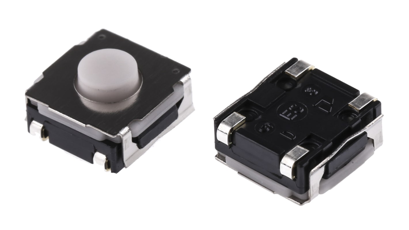 Interruptor táctil tipo Vástago, Blanco, contactos SPST 3.4mm, Montaje superficial