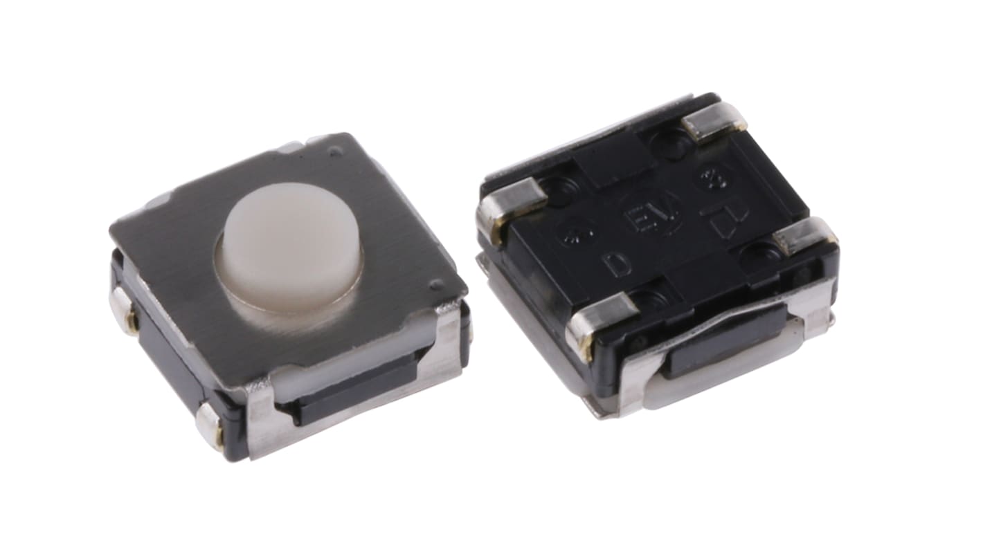 Alps Alpine White Stem Tactile Switch, SPST 50 mA @ 12 V dc 3.4mm Surface Mount