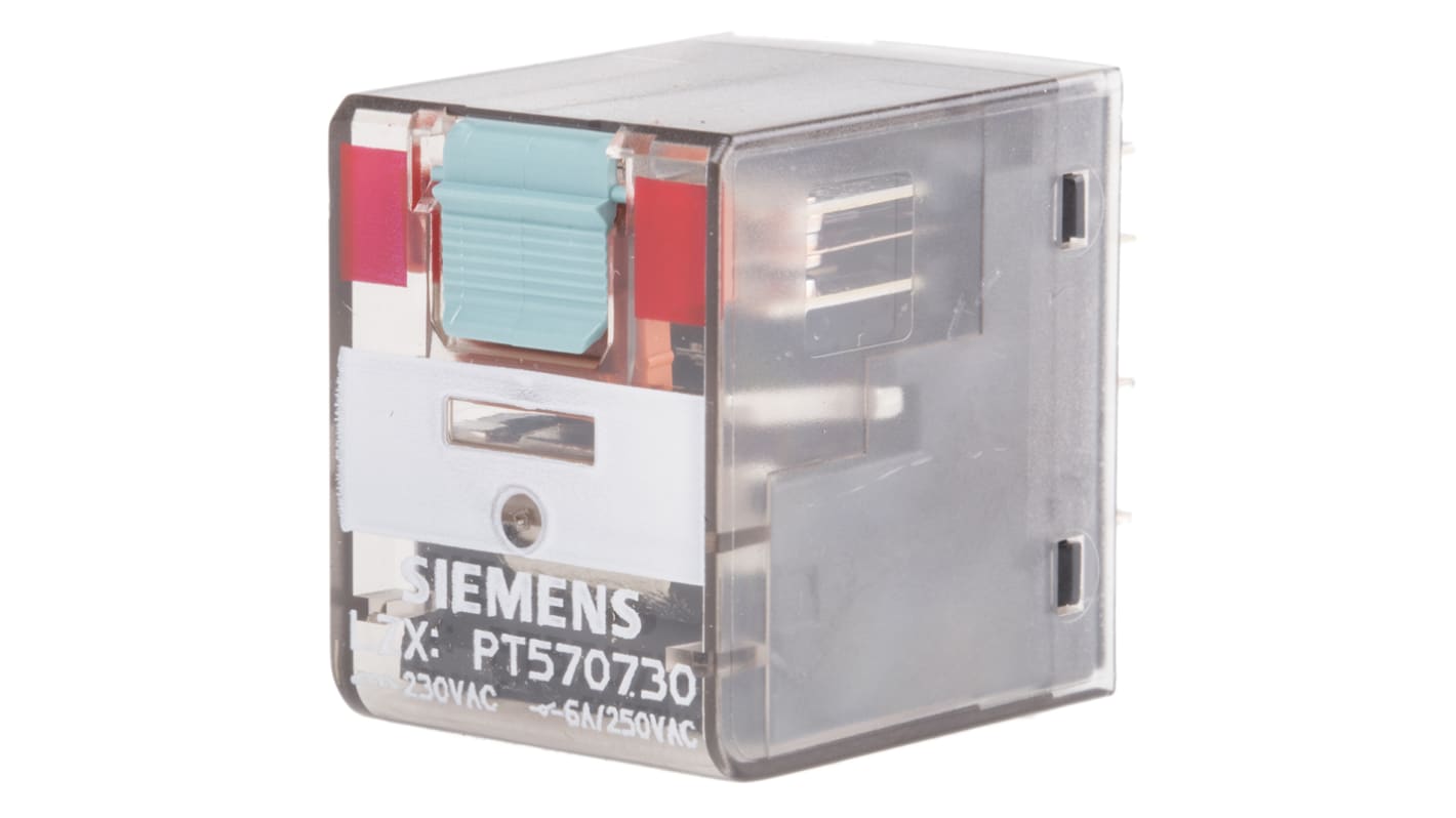 Siemens Plug In Power Relay, 230V ac Coil, 6A Switching Current, 4PDT