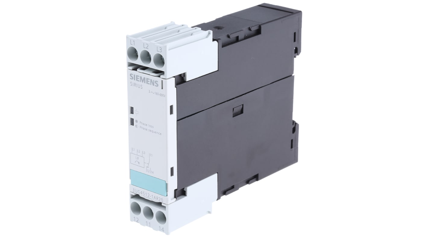 Siemens Phase Monitoring Relay, 3 Phase, SPDT, 160 → 690V ac, DIN Rail