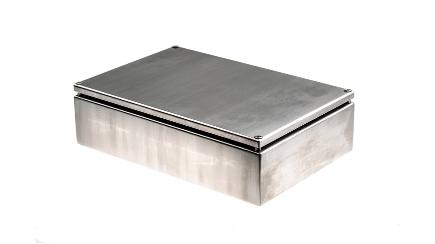 RS PRO Unpainted Stainless Steel Terminal Box, IP66, 300 x 150 x 80mm