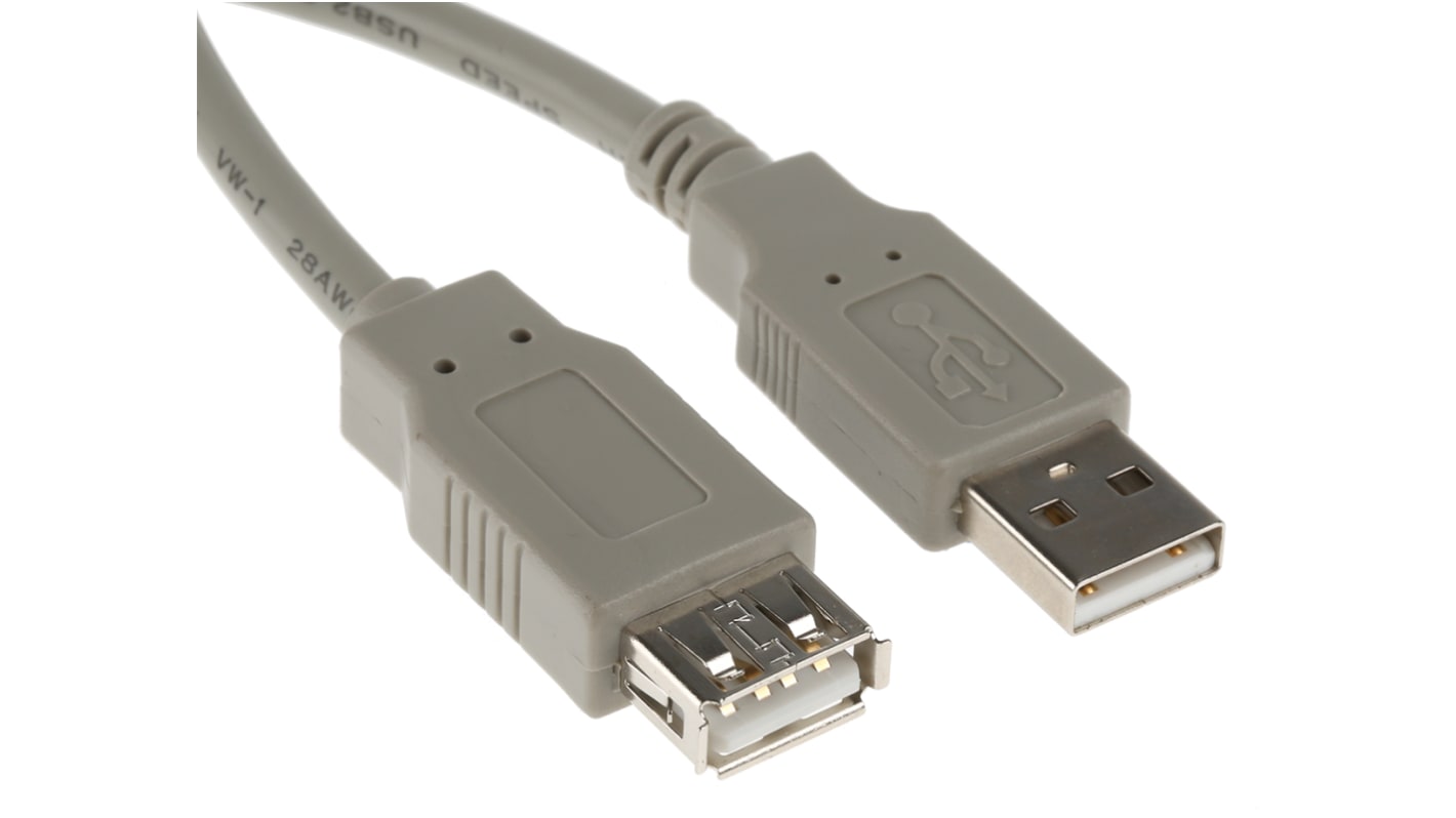 RS PRO USB-hosszabbítókábel, Fehér, 1m