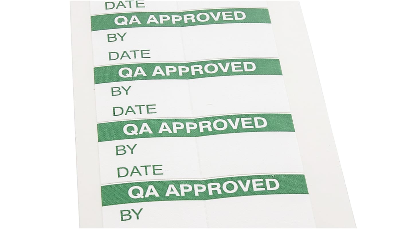 RS PRO Adhesive Pre-Printed Adhesive Label-QA Approved-. Quantity: 140