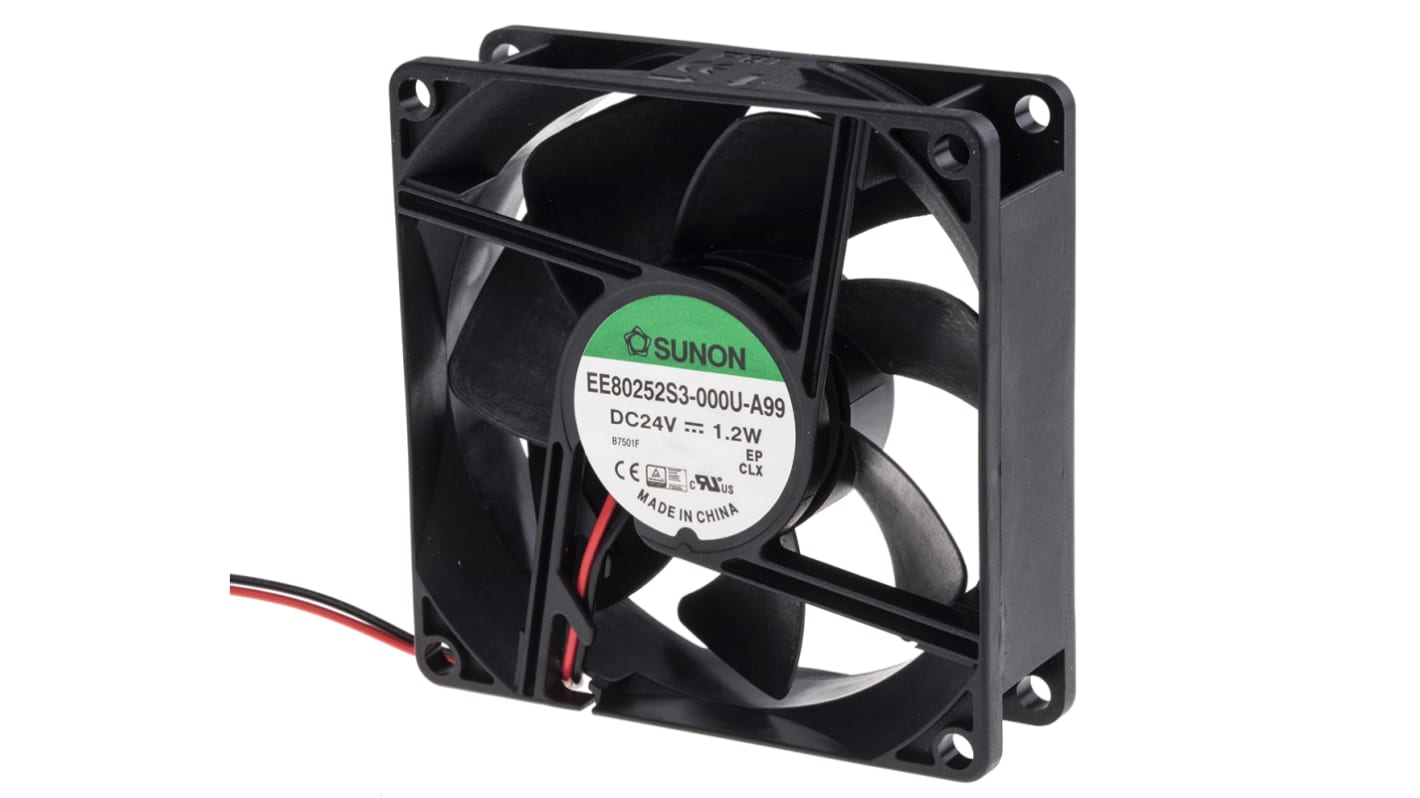 Ventilador Axial Sunon EE de 80 x 80 x 25mm, 24 V dc, 1.3W, 2600rpm, caudal 56m³/h, 28dB