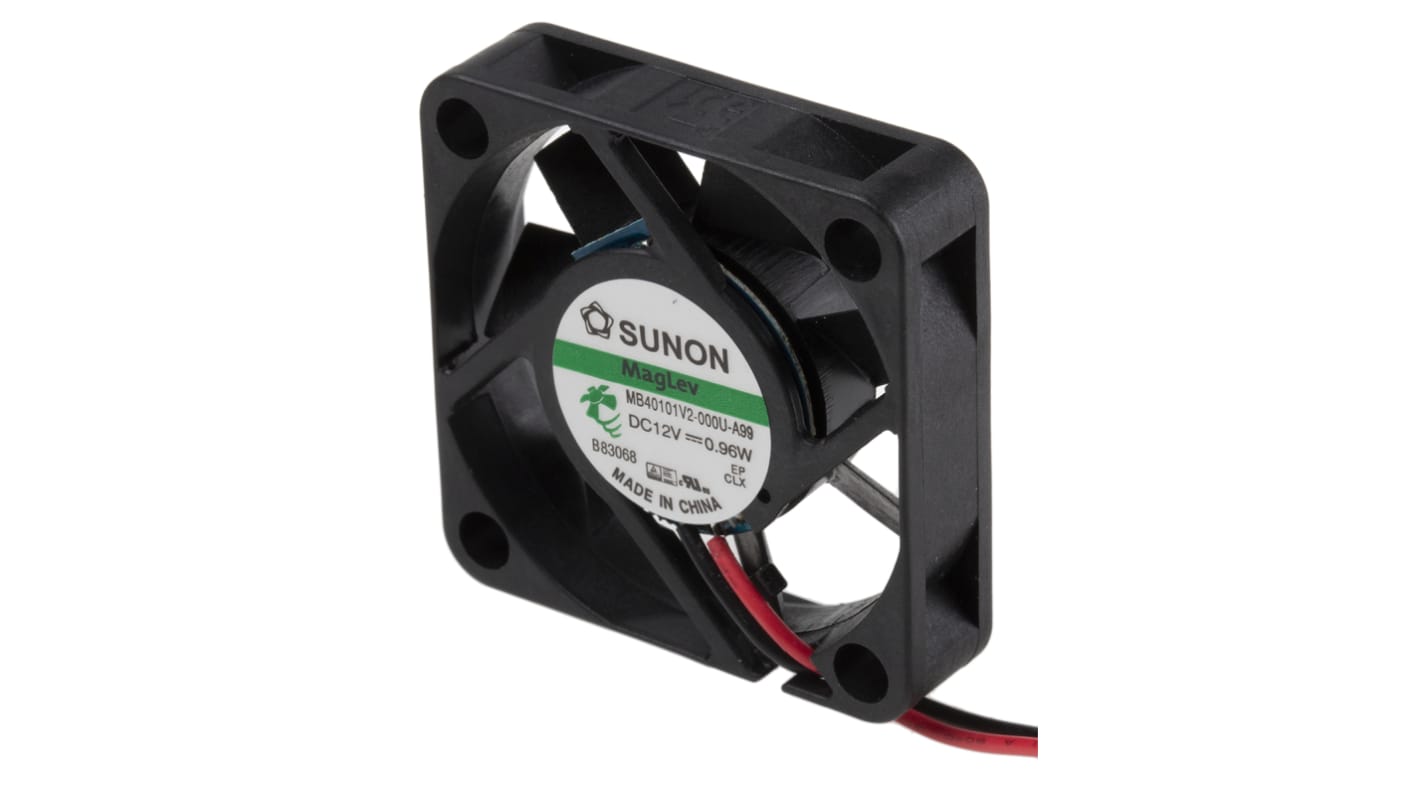 Sunon MB Series Axial Fan, 12 V dc, DC Operation, 11.9m³/h, 960mW, 80mA Max, 40 x 40 x 10mm