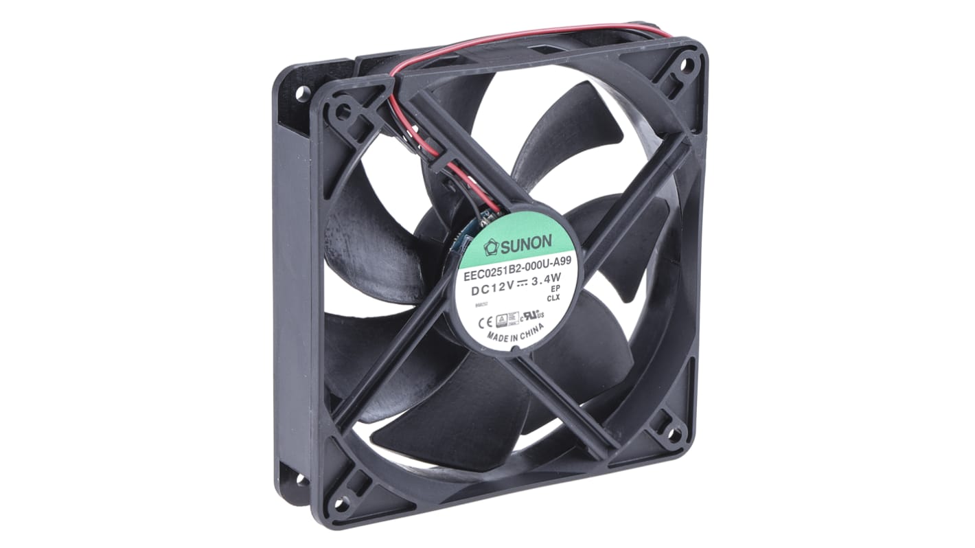 Ventilador Axial Sunon EE de 120 x 120 x 25mm, 12 V dc, 3.4W, 2700rpm, caudal 158m³/h, 40.5dB