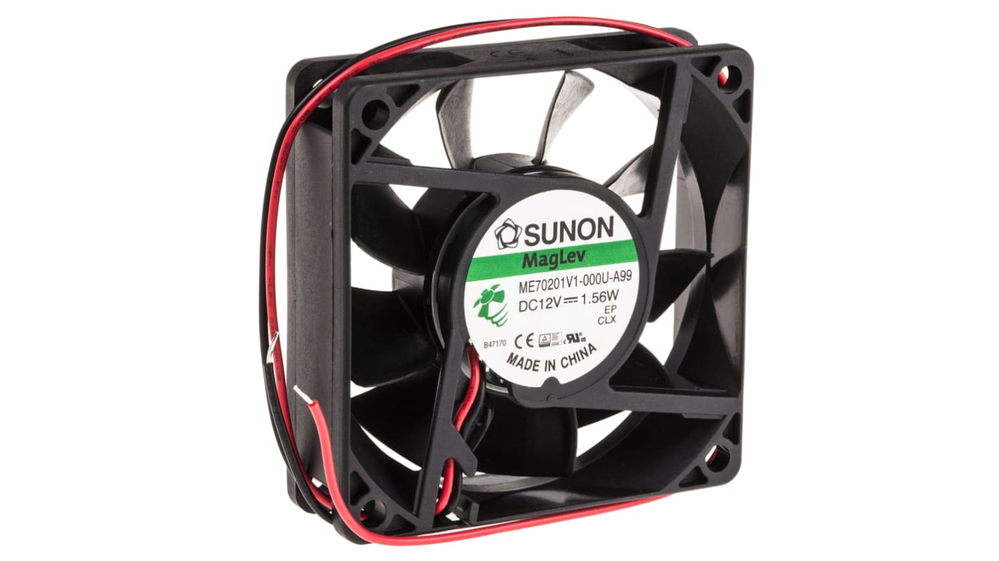 Sunon ME DC-Axiallüfter, Vapo, 12 V dc / 1.56W, 70 x 70 x 20mm, 3200U/min, 49.3m³/h