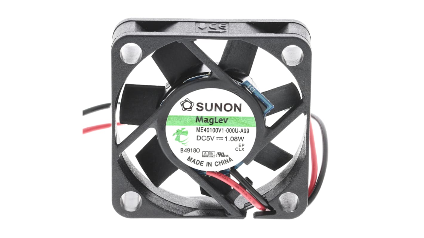 Sunon ME Series Axial Fan, 5 V dc, DC Operation, 13.6m³/h, 1.08W, 215mA Max, 40 x 40 x 10mm