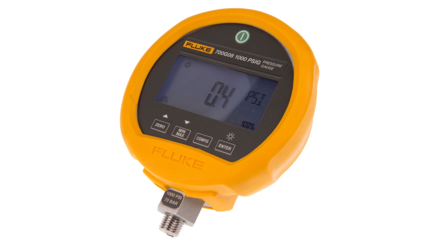 Fluke Druckmessgerät Prozessanschluss unten Digital -0.97bar → 69bar ±0.05%, Ø 114mm Guss ZnAl Gehäuse G1/4