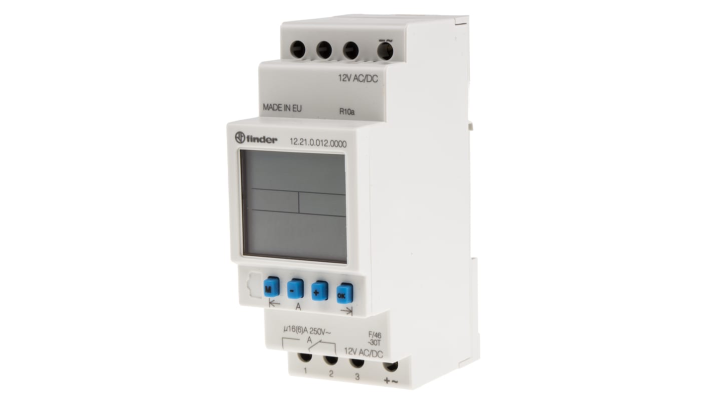 1 Channel Digital DIN Rail Time Switch Measures Minutes, 12 V ac/dc