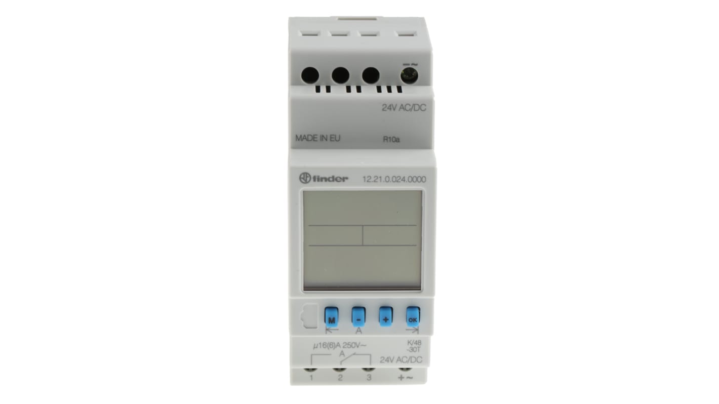 Finder Digital DIN Rail Time Switch 24 V ac/dc, 1-Channel