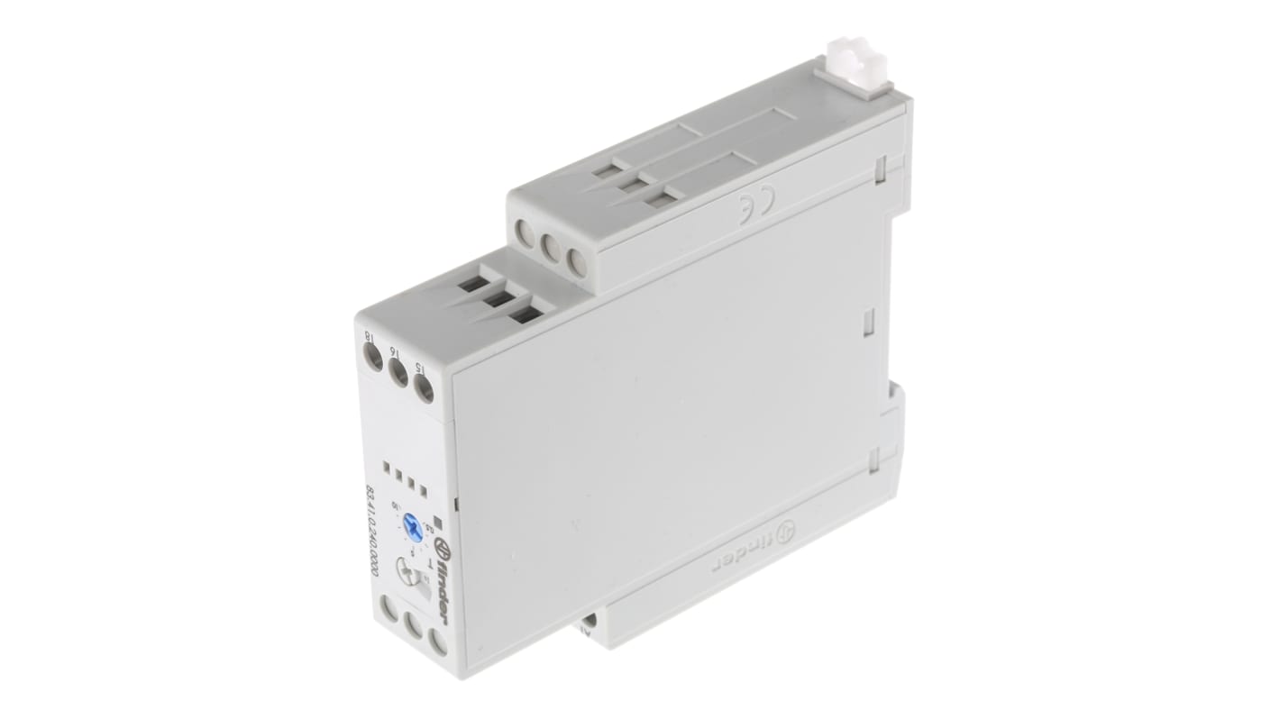 Finder 83 Series Series DIN Rail Mount Timer Relay, 24 → 240V ac/dc, 1-Contact, 0.05-10 s, 0.05-10 h, 0.05-10