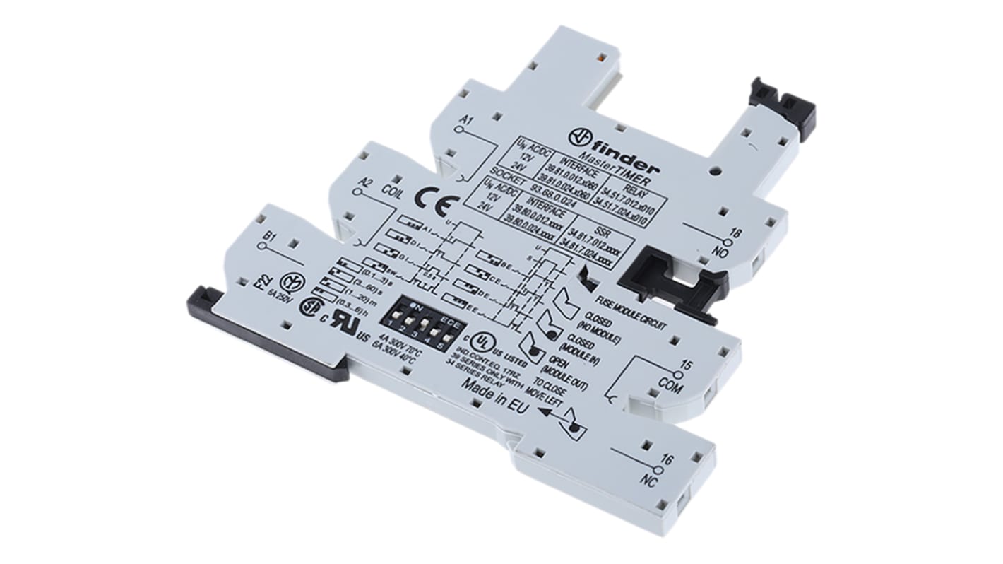 Support relais Finder série 93, Rail DIN, 24V c.c., pour Série 34