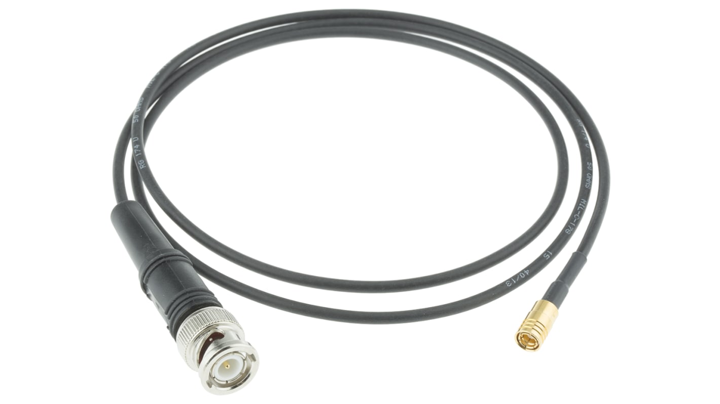 Cable coaxial RG174 Atem, 50 Ω, con. A: BNC, Macho, con. B: PYMES, Macho, long. 1m