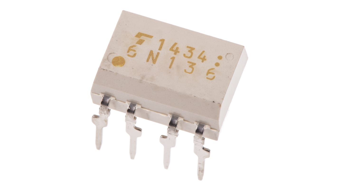 Toshiba, 6N136(F) DC Input Transistor Output Optocoupler, Through Hole, 8-Pin DIP