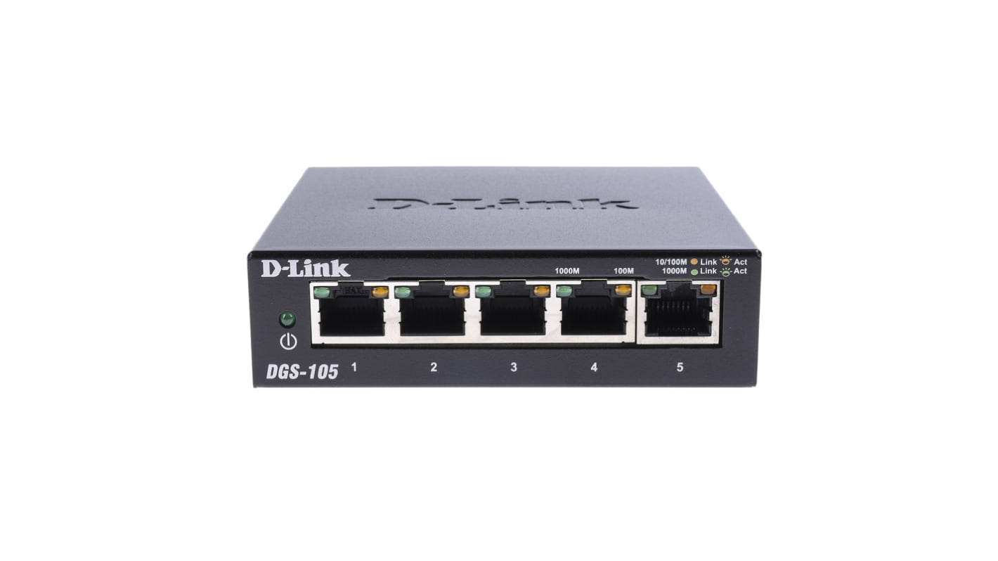 D-Link Unmanaged Netværks-switch, med 5 Porte, 10/100/1000Mbit/s