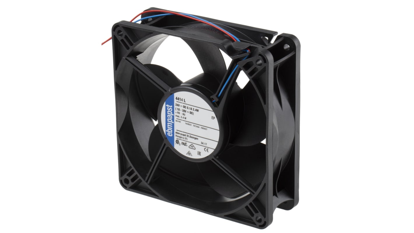 Axiální ventilátor, řada: 4400 DC, 119 x 119 x 38mm, průtok vzduchu: 150m³/h 2.4W 24 V DC