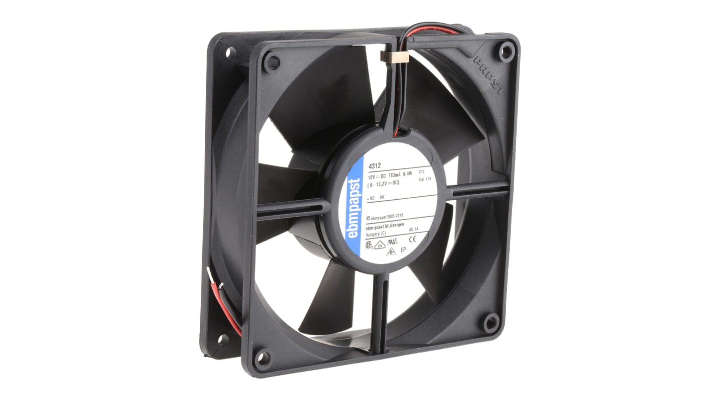 Ventilateur axial 4300 ebm-papst 12 V dc, 204m³/h, 119 x 119 x 32mm, 9.4W