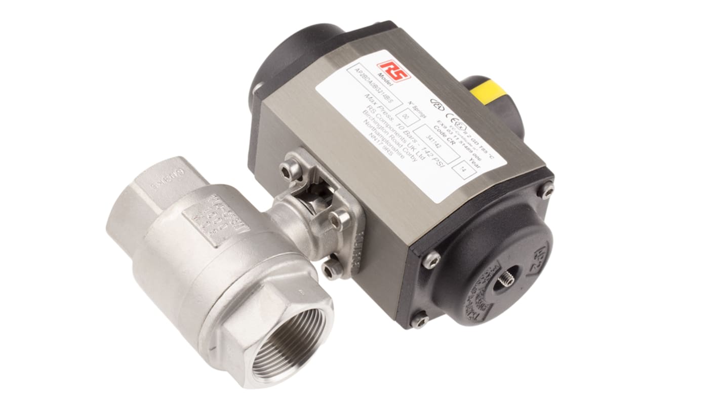 RS PRO Ball type Pneumatic Actuated Valve, BSP 1-1/4in, 1000 psi