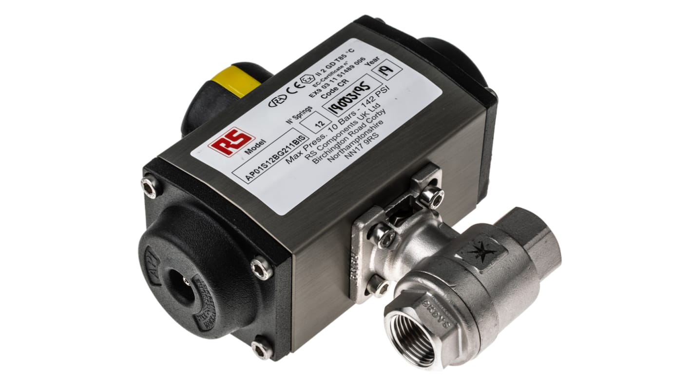 RS PRO Ball type Pneumatic Actuated Valve, BSP 1/2in, 142 psi RS