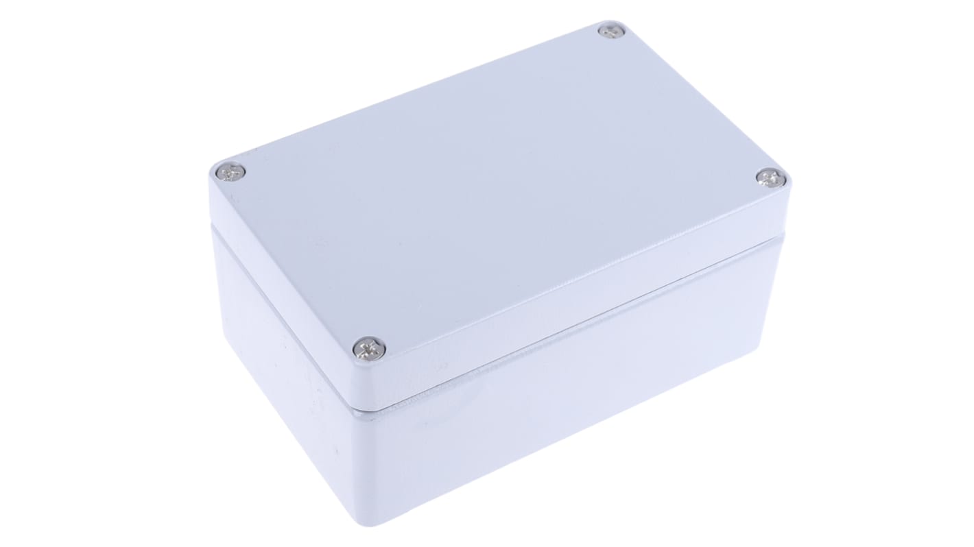 RS PRO Grey Die Cast Aluminium Enclosure, IP66, Grey Lid, 125 x 80 x 57mm