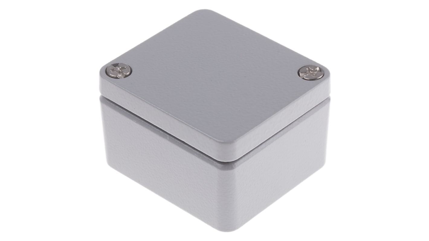 RS PRO Grey Die Cast Aluminium Enclosure, IP66, Grey Lid, 50 x 45 x 30mm