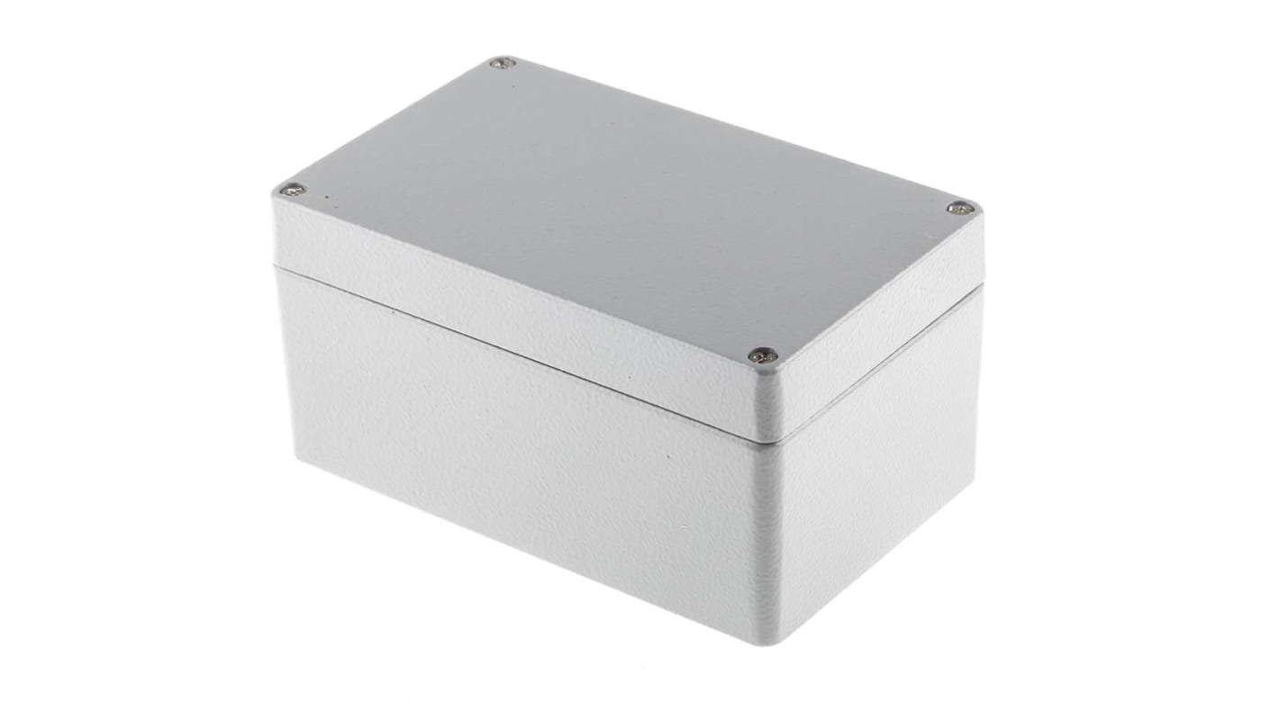 RS PRO Grey Die Cast Aluminium Enclosure, IP66, Grey Lid, 160 x 100 x 81mm