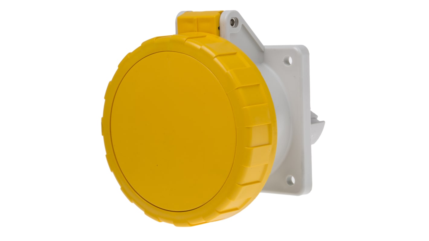 Scame IP67 Yellow Panel Mount Socket, Rated At 32A, 100 → 130 V