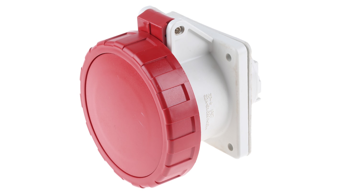 Conector de potencia industrial, Formato 3P + E, Rojo, 380 → 415 V., 32A, IP67