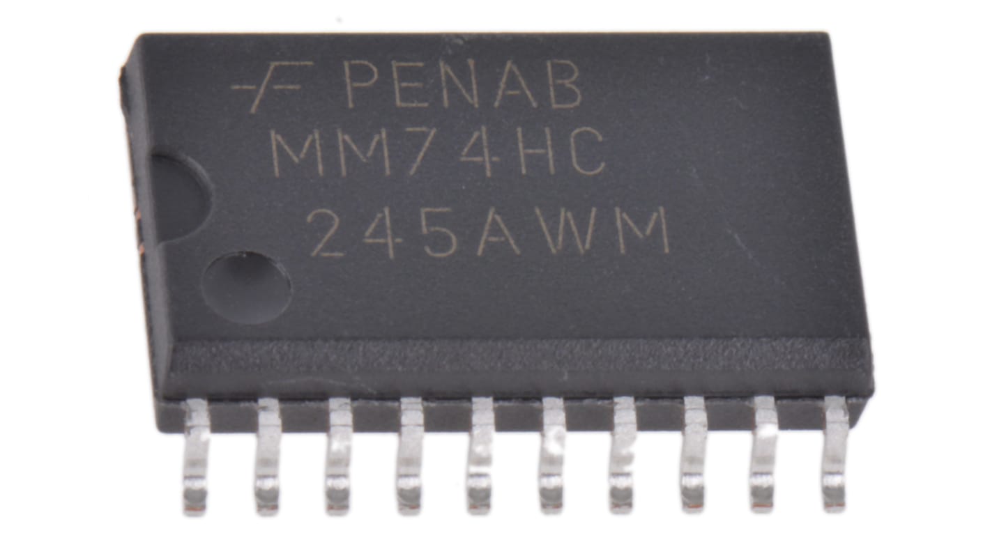 MM74HC245AWMX | onsemi バストランシーバ 74HCシリーズ 8ビット, 非反転, 35mA, 2→ 6 V, 20 ...