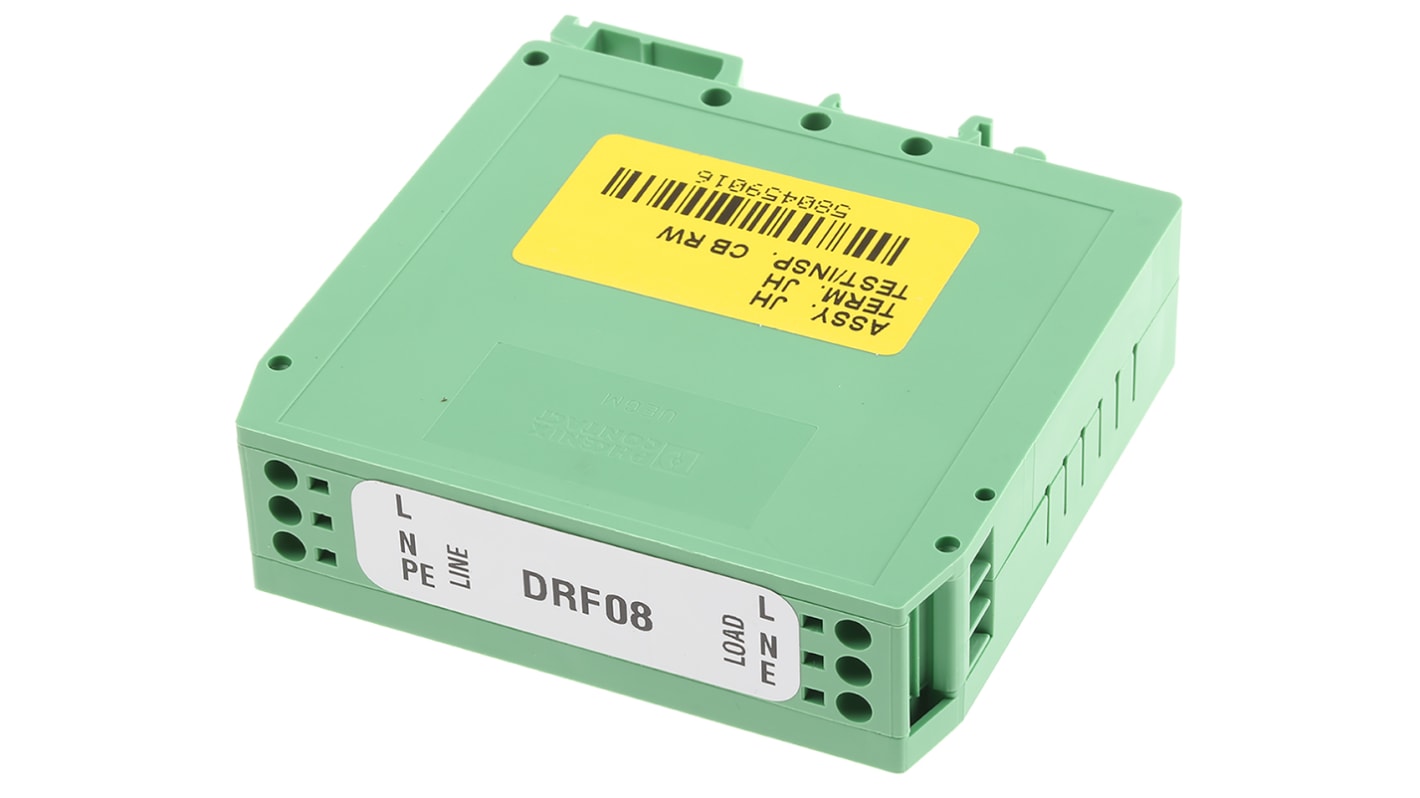 Deltron DRF EMV-Filter, 250 Vac, 8A, DIN-Schiene 0.96W, Schraub, 1-phasig 0,75 mA / 440Hz