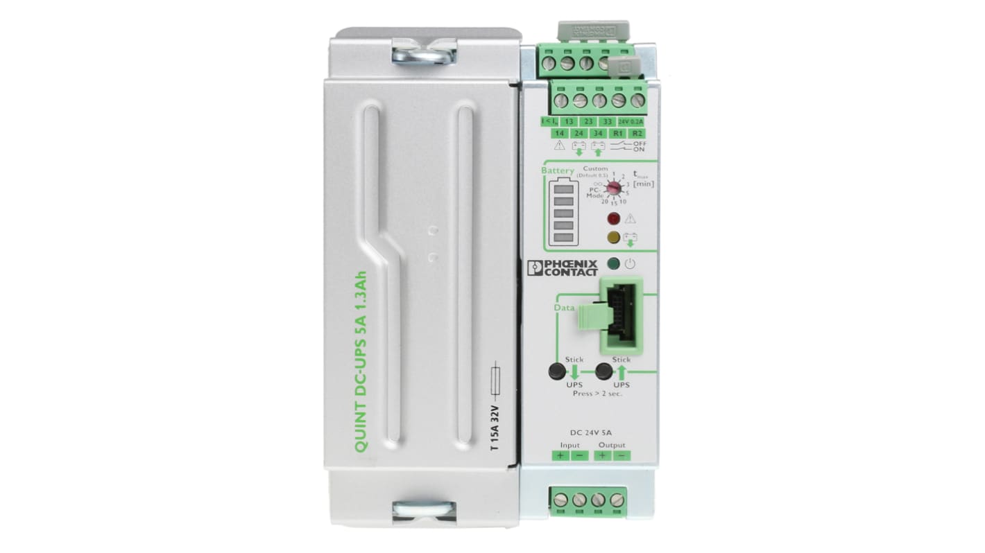 Zasilacz bezprzerwowy, 120W, 9.3A, Uwe 18 → 30V dc, Uwy 18 → 30V dc, 5min, Phoenix Contact, QUINT-UPS