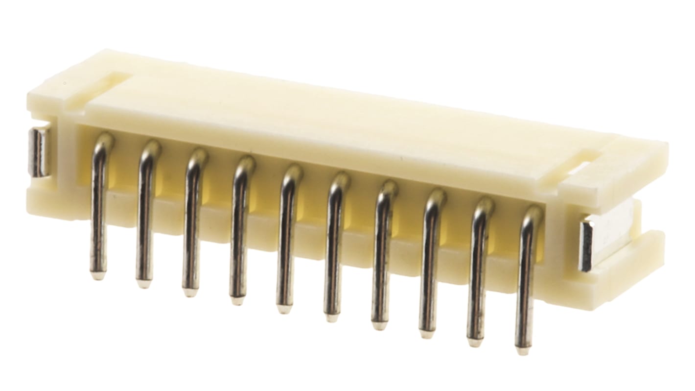 JST ZH Series Top Entry Surface Mount PCB Header, 10 Contact(s), 1.5mm Pitch, 1 Row(s), Shrouded