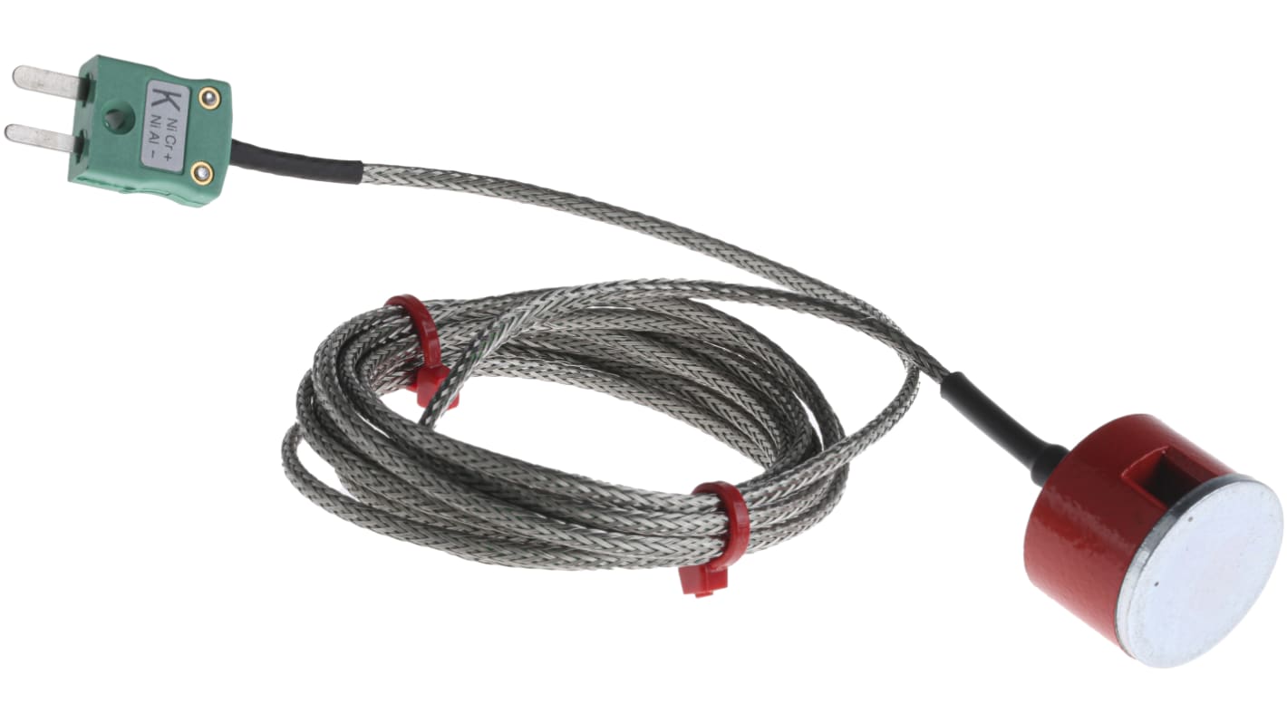 Thermocouple avec bouton magnétique RS PRO type K Ø 4.5mm, L 2m, +250°C max à Fiche mâle miniature