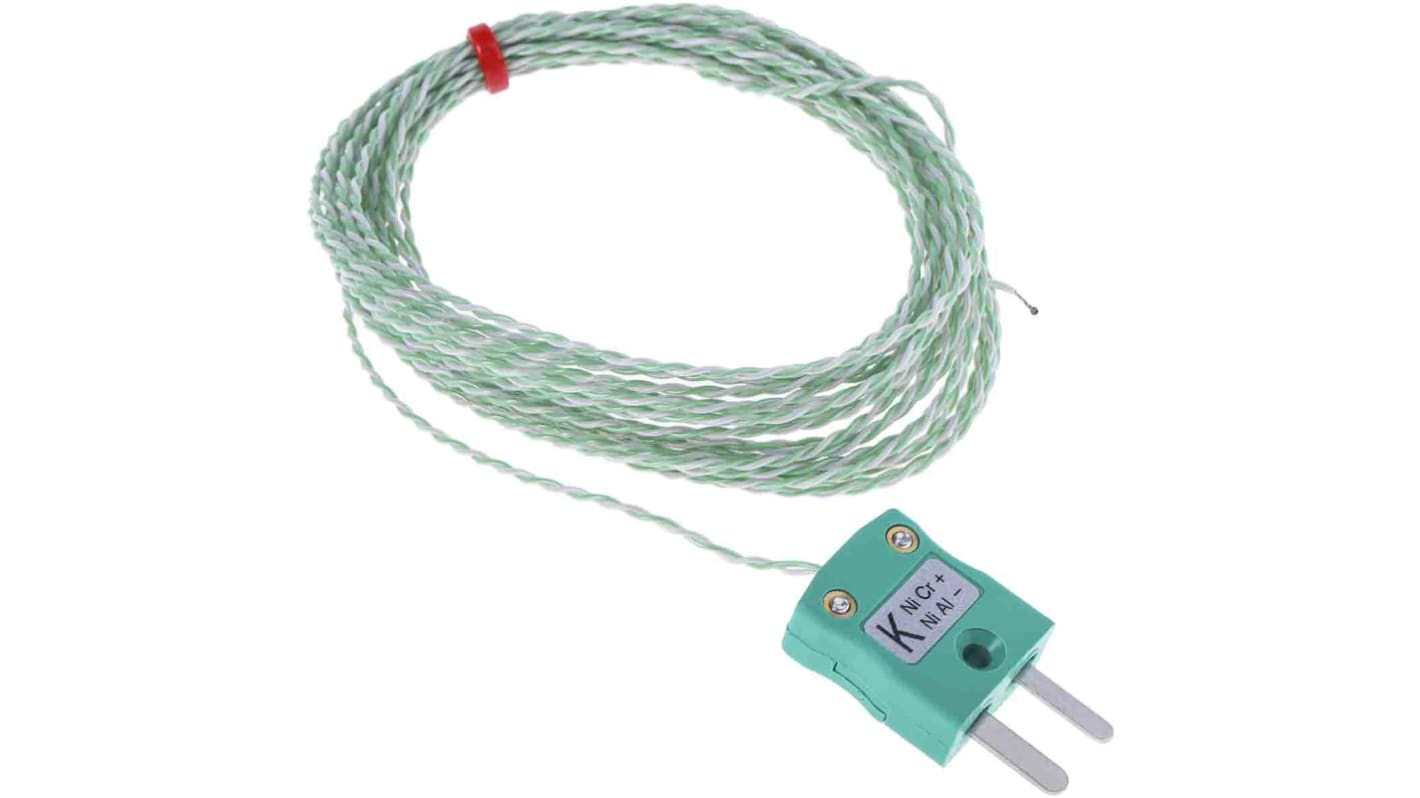 Thermocouple RS PRO type K Ø 1/0.3mm, L 5m, +250°C max à Fiche mâle miniature