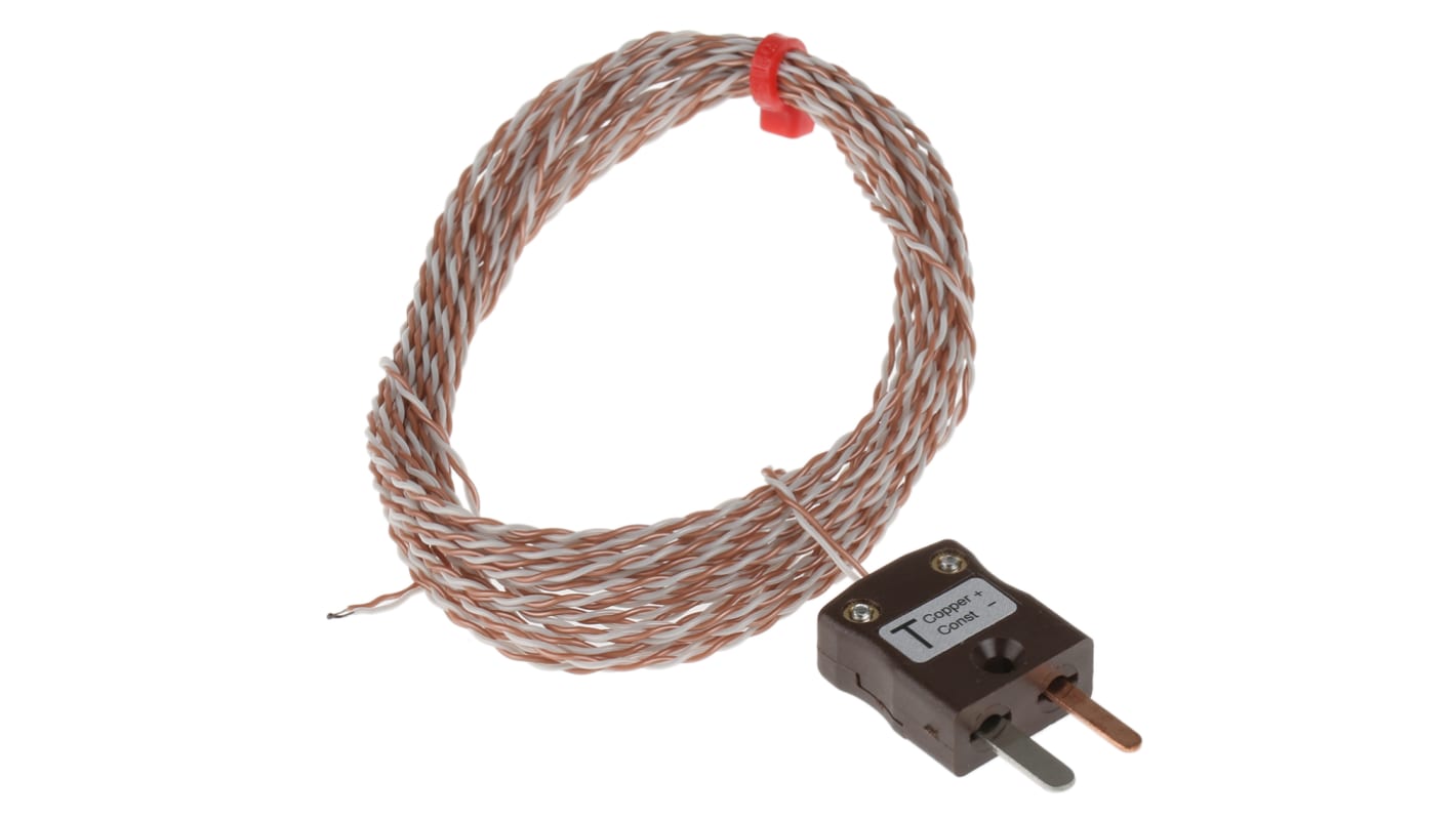 RS PRO Type T Thermocouple 5m Length, 1/0.315mm Diameter → +250°C