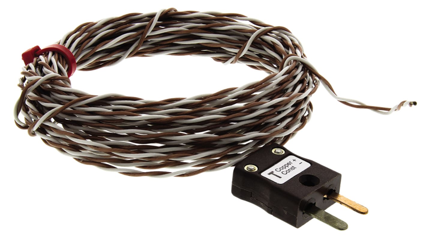 Thermocouple RS PRO type T Ø 7/0.2mm, L 5m, +250°C max à Fiche mâle miniature