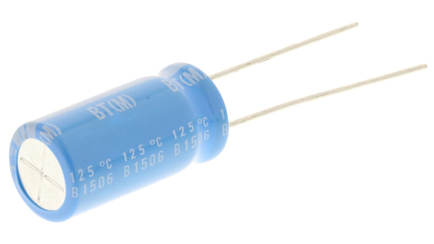 Condensador electrolítico Nichicon serie BT, 470μF, ±20%, 25V dc, Radial, Orificio pasante, 10 (Dia.) x 20mm, paso 5mm