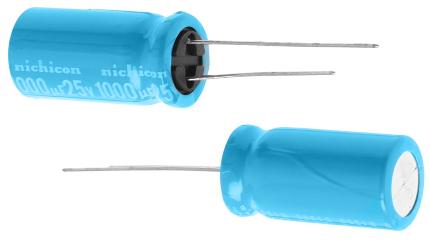 Nichicon 1000μF Aluminium Electrolytic Capacitor 25V dc, Radial, Through Hole - UBT1E102MHD8