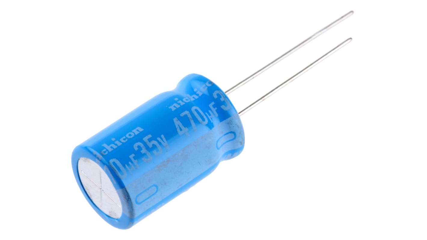 Nichicon 470μF Aluminium Electrolytic Capacitor 35V dc, Radial, Through Hole - UBT1V471MHD8