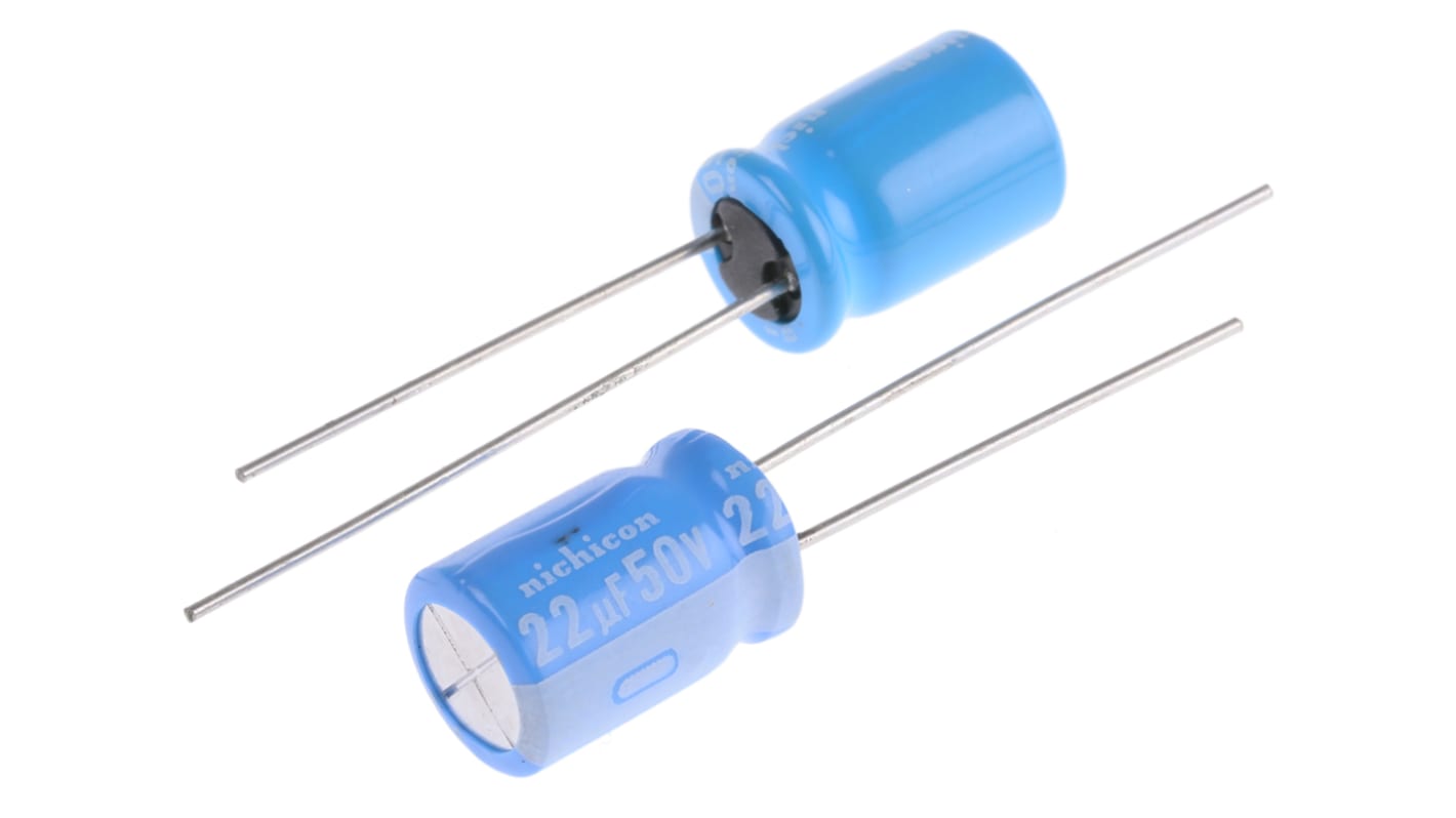 Nichicon 22μF Aluminium Electrolytic Capacitor 50V dc, Radial, Through Hole - UBT1H220MPD8