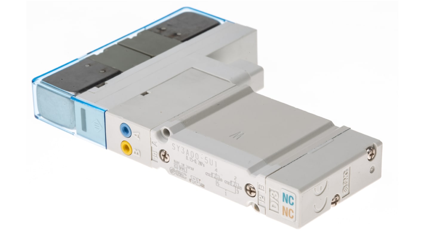 Elettrovalvola pneumatica di controllo pilotata SMC, funzione 3/4, azionamento Pilota/Pilota, 24V cc