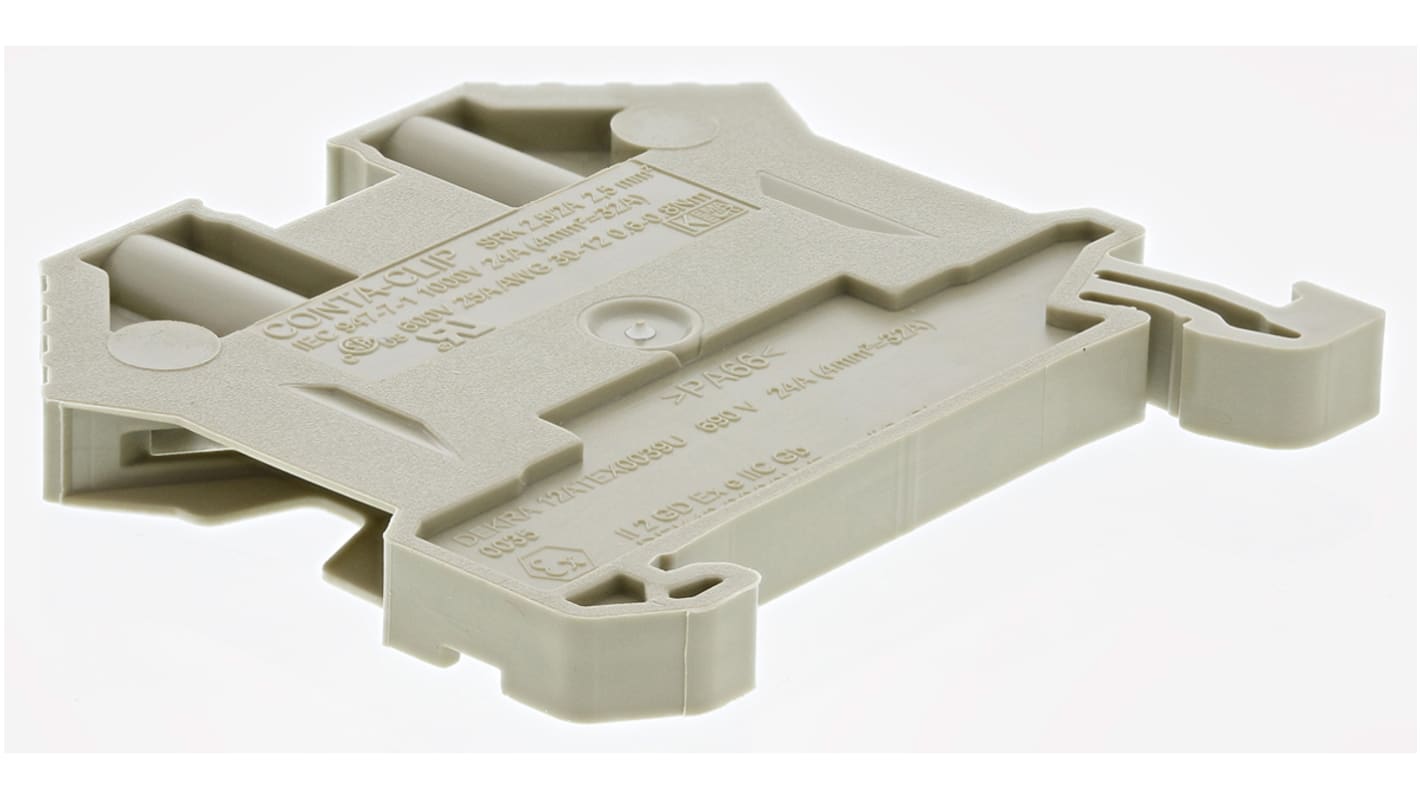 RS PRO Beige Feed Through Terminal Block, 2.5mm², Single-Level, Screw Termination