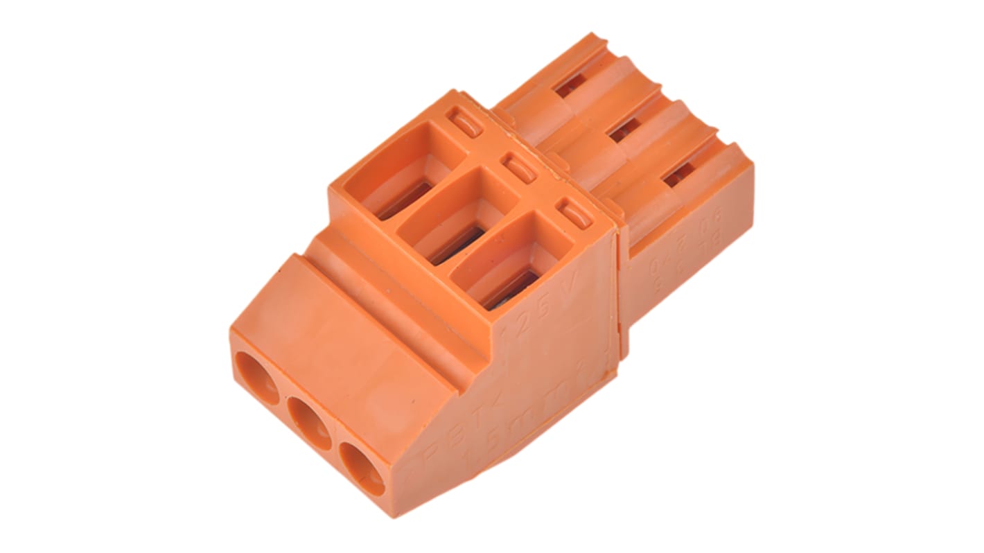 Weidmüller 3.5mm Pitch 3 Way Pluggable Terminal Block, Plug, Cable Mount, Screw Termination