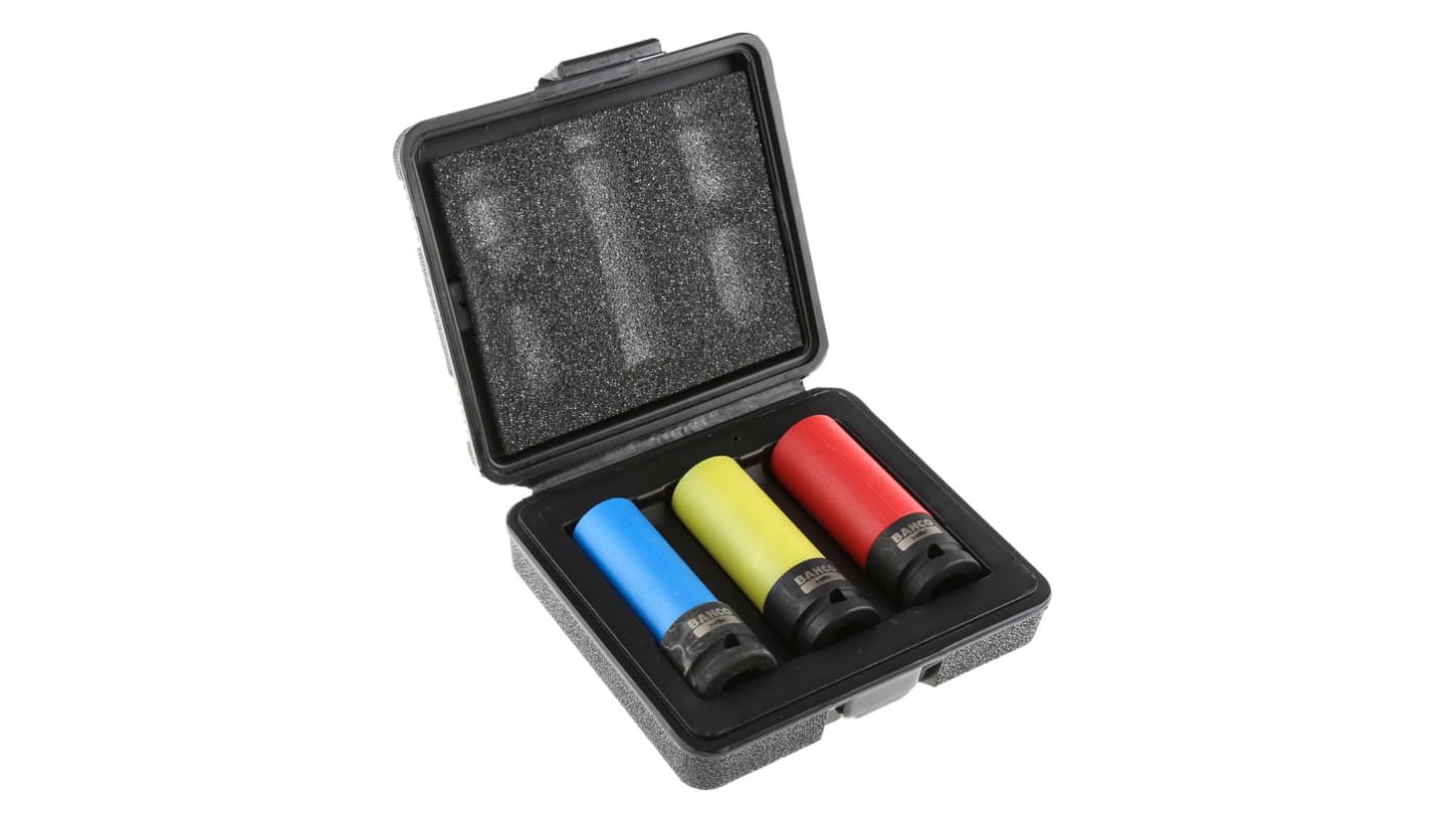 BWSS12P3 Bahco 3Piece Metric 1/2 in Wheel Nut Socket Set , 6 point RS