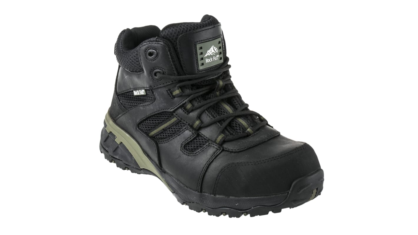 RS PRO EN20345 S1P, Herren, Sicherheitsstiefel Schwarz, mit Zehen-Schutzkappe, Größe 44 / UK 10